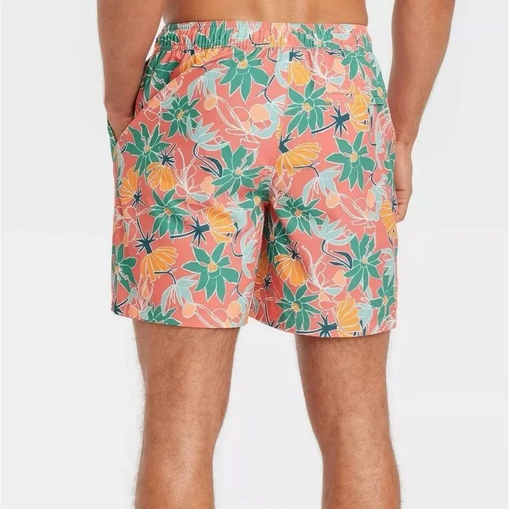 Goodfellow & Co Men's Swim Trunk Shorts Quick Dry Swimsuit, Multi Floral‎ XXL